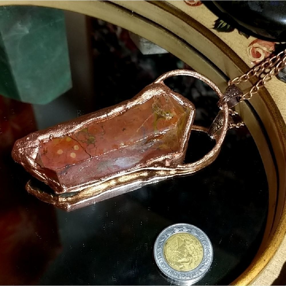 'Deseo' Reversible Jasper & Agate Copper Amulet - Picture 2 of 6